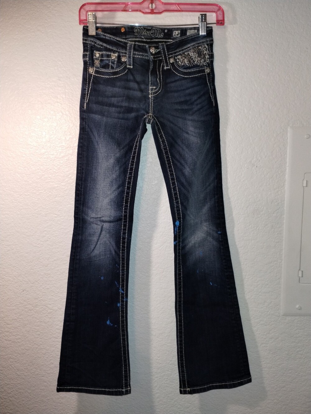 Kid's Miss Me Jeans Size 12 Bling Pockets Bootcut